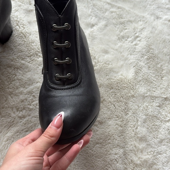 86 Epica Black Leather Heeled Boots | Sleek Minimalist Ankle Booties Size 6 - Picture 4 of 7